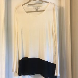 White and black long sleeve top